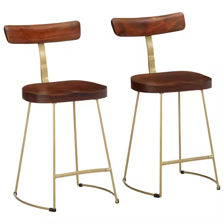 vidaXL Taburetes de barra 2 uds madera maciza de mango 49x43x79 cm - 1