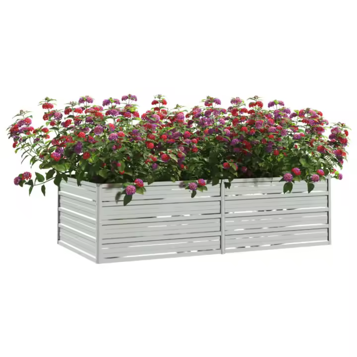 vidaXL Arriate de acero galvanizado plateado Dimensiones 160 x 80 x 45 cm,  240 x 80 x 77 cm,  240 x 40 x 77 cm y mas - 1