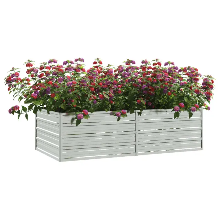 vidaXL Arriate de acero galvanizado plateado Dimensiones 160 x 80 x 45 cm,  240 x 80 x 77 cm,  240 x 40 x 77 cm y mas - 1