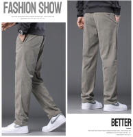 Pantalones De Corduroy Recto Para Hombre En Caqui Negro Gris Con Cintura Elástica Estilo Casual Suave Y Elástico Talla Baggy - details 9