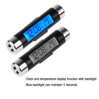 Termómetro Y Reloj De Automóvil 2 En 1 Con Calendario Pantalla LCD Digital Luz Azul Trasera Accesorios Automotrices Clip Sobre - details 1