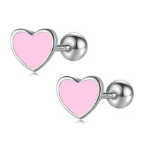 925 Plata esterlina Niños Gift de Cumpleanos Pequeños pendientes en forma de corazón - details 1