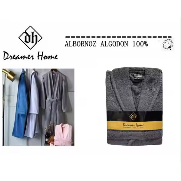 Albornoz hombre 100% algodón Gris oscuro, - 1