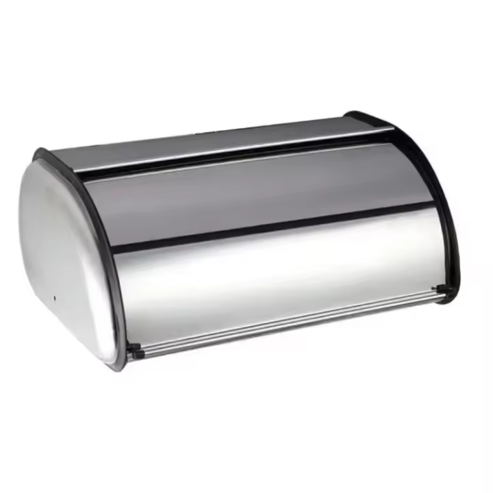 Caja de pan de acero inoxidable 35.5x23x14.5cm, tapa enrollable, almacenamiento en encimera para pan, pasteles, repostería, cocina casera y restaurante. - 1