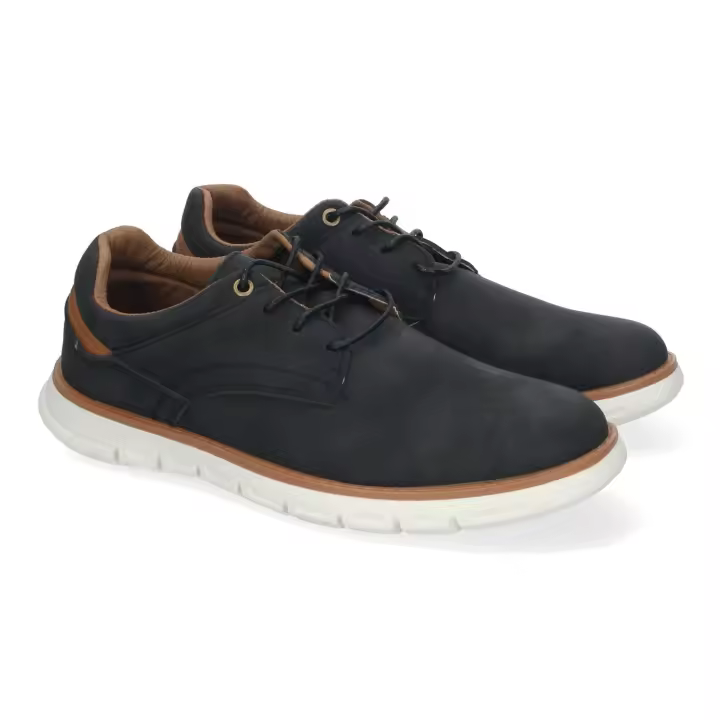Zapatos cómodo suela blanca para hombre color negro A-2380 - 1