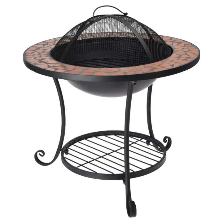 ProGarden Brasero con Diseño de Mosaico 58x58x44 cm Chimenea Jardín Camping Color Negro,  Marrón, y mas - 1