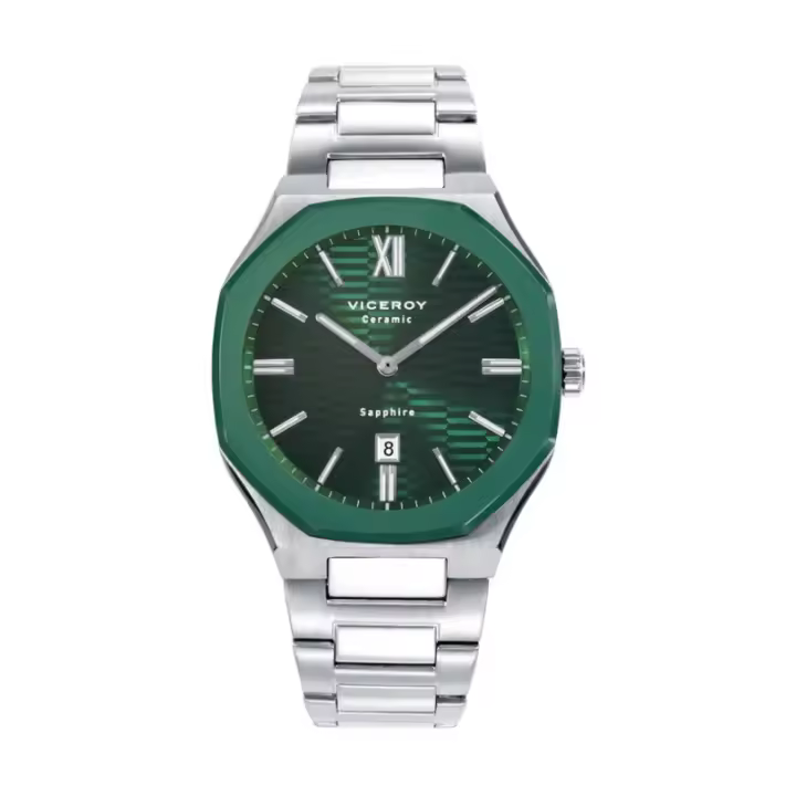 Reloj Viceroy Hombre colección Laura Escanes caja de acero con bisel de cerámica Ip verde con cristal zafiro 45011-63 - 1
