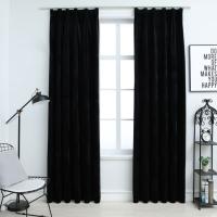 vidaXL Cortinas Opacas con Ganchos 2 Piezas 140x225 cm Terciopelo Casa Color Beige,  Crema,  Negro y mas - details 2