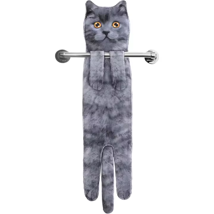 Divertidos Gatos Toalla de Mano-Decoración Gato Toalla Colgantes para Baño Trapos de Cocina-Animal Absorbente suave Toallas-regalos Graciosos Para Originales Mujer Amantes de Los Gatos-Corto Azul - 1