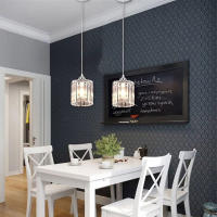 Lámpara Colgante De Cristal Y Hierro Cromado Estilo Minimalista Americano Para Sala De Estar Comedor Barra Dormitorio Estudio Pasillo 110V - details 2