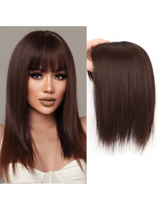 Sинthetic Hair Toppers Para Mujer 9*12cm Pelo Sинтético Rizado Natural Clip in Extensiones Con Franja Peine De Fibra De Alta Temperatura - 1