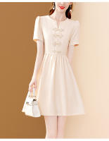 Vestido EVNISI Para Mujer Vintage Botones Chinos V-cuello Elegante Oficina Manga Corta Casual Fiesta A-line Summer - details 10