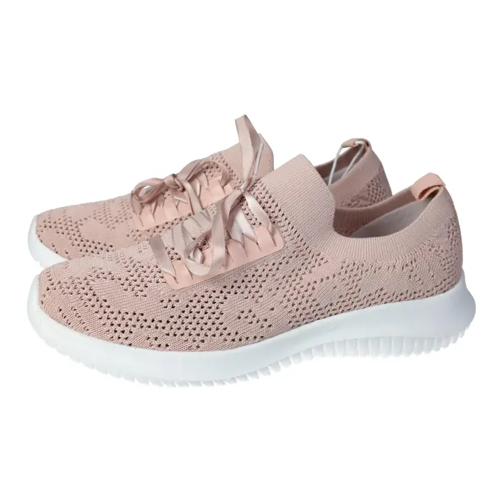 Deportivos marca MYSOFT para mujer en color rosa. Tenis rosa con cordones de cinta y plantilla extraible, deportivas mysoft de mujer, ligeras para verano - 1