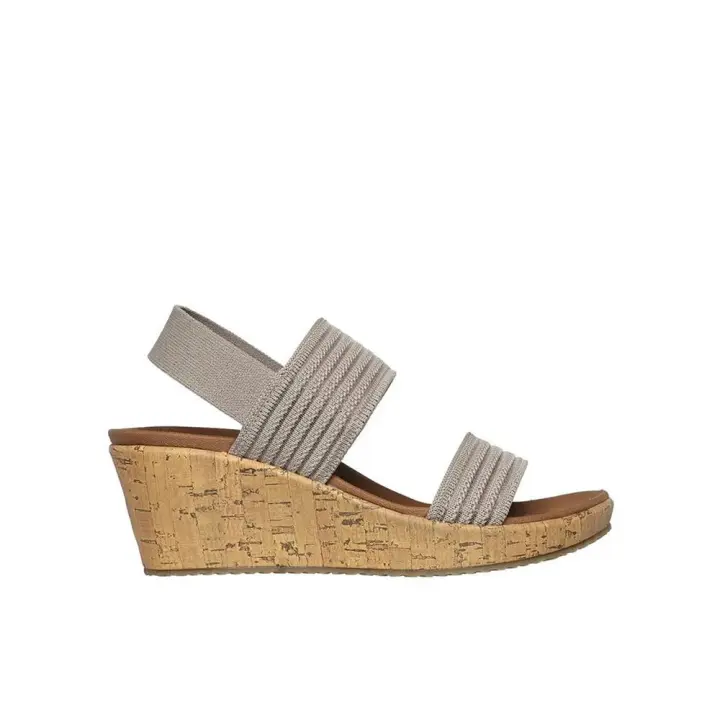 Skechers 119571_TPE Sandalias de cuña para mujer color topo en textil 80124 - 1