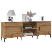vidaXL Mueble de TV madera de ingeniería 150x30x50 cm en color Roble ahumado/Marrón roble/Roble artisan y más | almacenamiento funcional diseño moderno para baño dormitorio sala - details 2