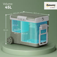 Outsunny Nevera Portátil Eléctrica 45L Refrigerador de Coche -20℃ a +20 ℃ 12V/24V Mini Frigorífico con Ruedas Compresor Pantalla LED Táctil para Hogar Camping Viajes Automóvil 64,5x43,5x53 cm Verde - details 2