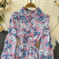 Vestido Largo De Mujer Estampado Floral Casual Con Mangas Largas Cuello Enrollado Vestido Bohemio Para Playa Y Fiesta - details 29