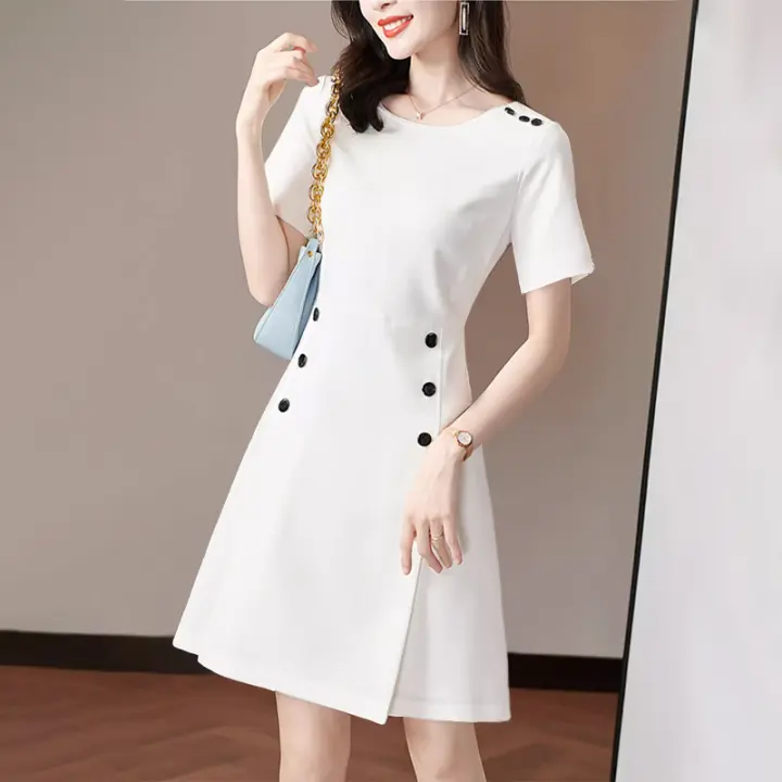 ZANZEA Vestido Elegante Para Mujer Oficina Estilo Coreano Vintage Manga Corta Cintura Ajustada Vestido Mini Verano A-Line Para Fiesta - 1