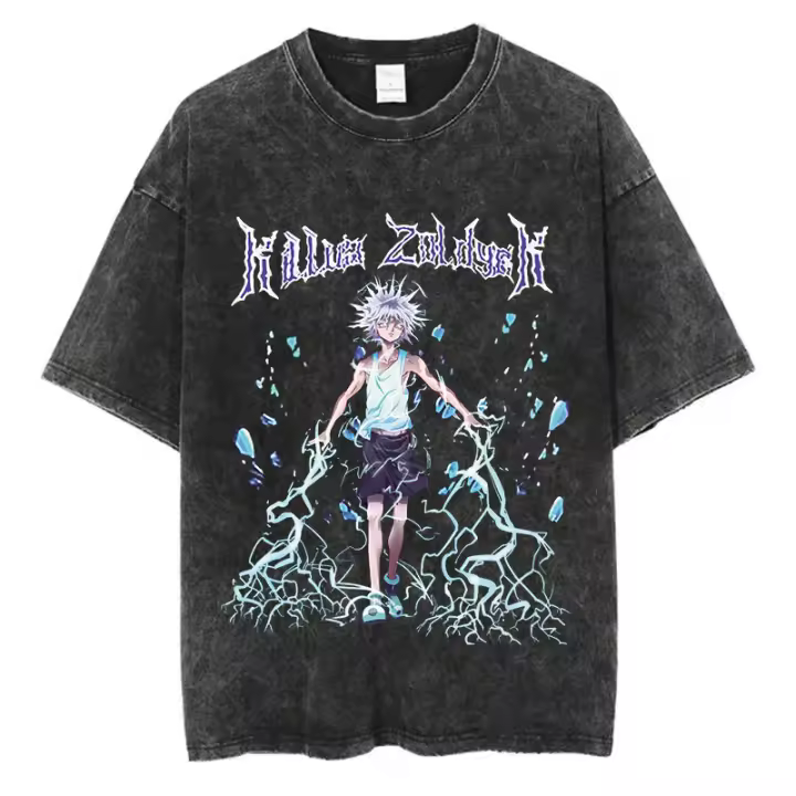 Camiseta Anime Hunter X Hunter Vintage Verano 100% Algodón Suéter Harajuku Sobrio Para Hombres Y Mujeres Ropa De Calle T-Shirt Amplia - 1