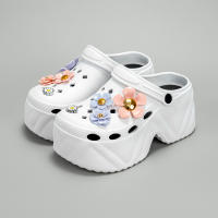 Sandalias De Tacón Alto En Imitación De Cuero Con Patrón De Flores Rosa Y Morada Moda Nueva X8809 Para Mujer Casual - details 0