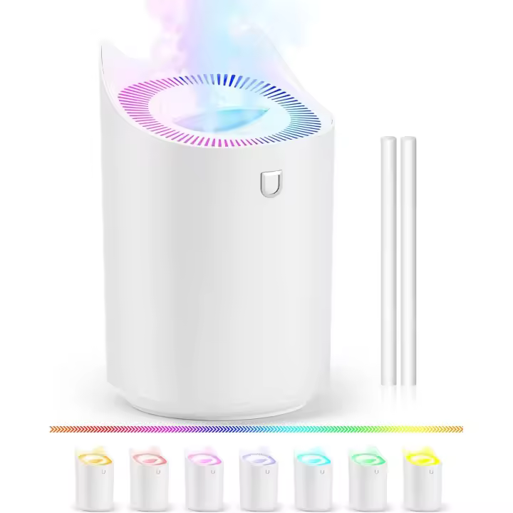 Humidificador de 3L para dormitorio (dura Hasta 20 horas), humidificador de Aire con Luz de noche que cambia de color para oficina en el hogar, 3 Modos de Niebla, 2 Boquillas - 1