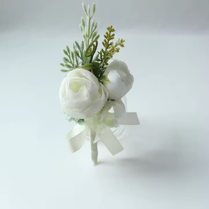 Corsage Rustico Para Novio Y Llavero De Boda Blanco Con Rosa Eucalipto Hiedra Orchidaya Berries Gypsophila Accesorios De Vestimenta Para Bodas Cumpleaños Y Decoración Personal - 1