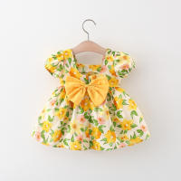 Vestido De Verano Para Bebé Niña Con Estampado De Amor Y Lazo En Algodón Vestido De Fiesta Con Mangas Flounce Estilo Coreano - details 15