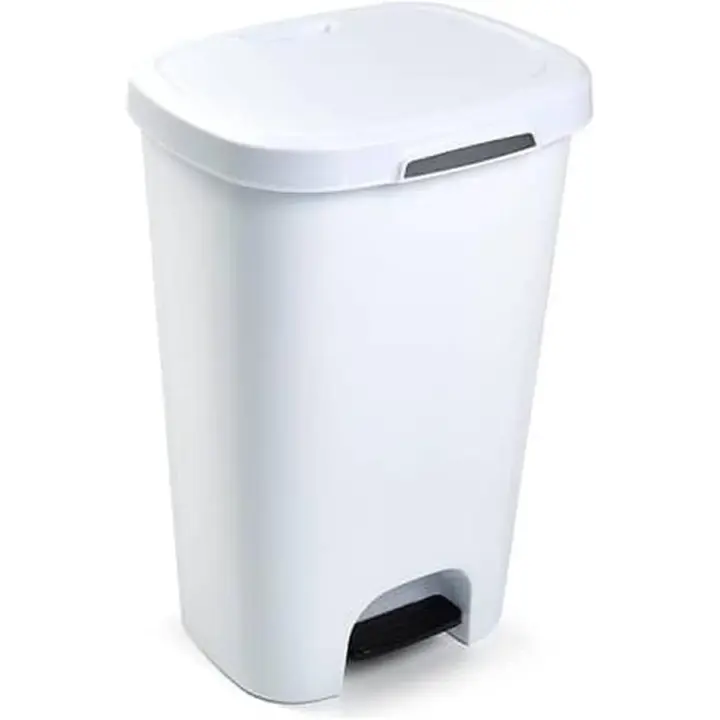 C.A - Cubo de Basura de Plástico con Apertura a Pedal - Libre de BPA - 50 Litros - 63.5cm x 41cm x 36cm - 1