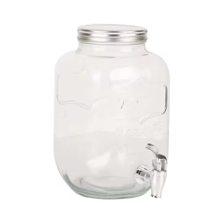 Maxia Market - Tarro dispensador con grifo y tapa Volga 4 o 8 Litros Cristal vidrio para agua o bebidas - 1