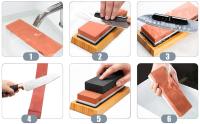 Juego De Piedra De Afilar Cuchillo Profesional Doble Cara Piedra De Afilado Con Base De Bambú Guía De Ángulo Piedra De Agua Multifuncional Para Cocina - details 0