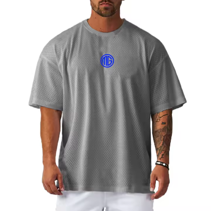Summer Absorb Sweat Breathable Quick Dry T-Shirt Gym Bodybuilding Fitness T Shirt Men Casual Short Sleeve Oversized Loose Jersey - 1