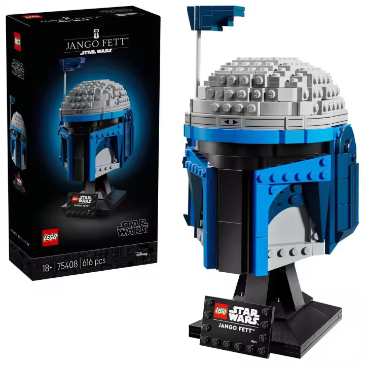 LEGO Star Wars 75408 Casco de Jango Fett - Kit de Maquetas para Adultos del Mandaloriano - Soporte, Placa de Identificación y Telémetro Ajustable - Regalo para fans de El Ataque de los Clones - 1