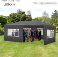 Carpa Desmontable, con 5 Paneles Laterales Desmontables, Protección a la Intemperie, Cenadores para Jardin, Playa, Cuerdas Tensoras y Piquetas, Carpas para Exteriores - 6x3 m Gris - details 1
