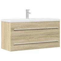 vidaXL Armario para lavab contrachapada color roble 100x38,5x48 cm en color Roble Sonoma/Blanco/Gris hormigón y más | almacenamiento funcional diseño moderno para baño dormitorio sala - details 0