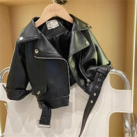 Chaqueta De Cuero PU Para Niñas Primavera Otoño Cierre De Cremallera Moda Corta Atractiva Ropa Exterior Clásica Para Bebés Y Niños De 2 a 8 Años Tallas 90-100-110-120-130-140 - details 1