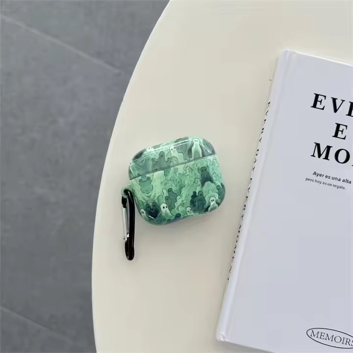 Funda Protectora De Silicona Verde Fantasma Para AirPods 3 2 1 Pro2 pro Cubierta Suave Para Auriculares Compatible Con Airpods - 1