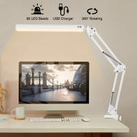 Lámpara De Escritorio NEWACALOX 80 PCS SMD LED Tres Secciones Con Braza Larga Protección Ocular USB Dimmable Plegable Para Estudio - details 3