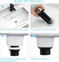 Desagüe universal, Desagüe de fregadero sin rebosadero Negro, Desagüe de fregadero Desagüe emergente para lavabo - details 4