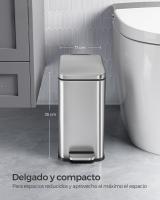 Cubo de Basura de 10 litros para Baño con Pedal - Compacto para Espacios Pequeños, Cierre Suave, Acero Inoxidable, Disponible en Blanco, Negro y Plata - details 15