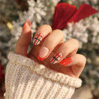 Juego De 24 Uñas Postizas De Acrílico Navidad Con Hojas Plateadas Falsas Uñas Cortas Francesas Adhesivas Removibles Para Fiesta - details 10