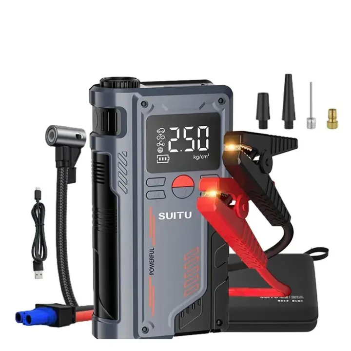 4 In 1 Car Jump Starter with Air Compressor 20000mAh Portable Booster Charger 1000A Powerful Car Battery Starting Device - 1