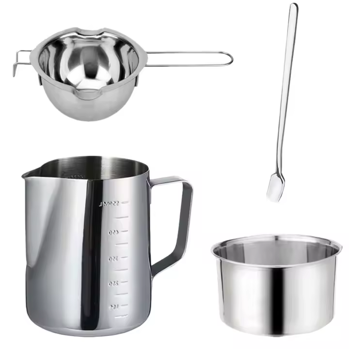 Haga su propio juego de velas, recipiente para baño de agua, crisol, recipiente para derretir, fabricación de velas, cera para velas, juego de recipiente para derretir de acero inoxidable 304 para moldes de fundición de velas - 1
