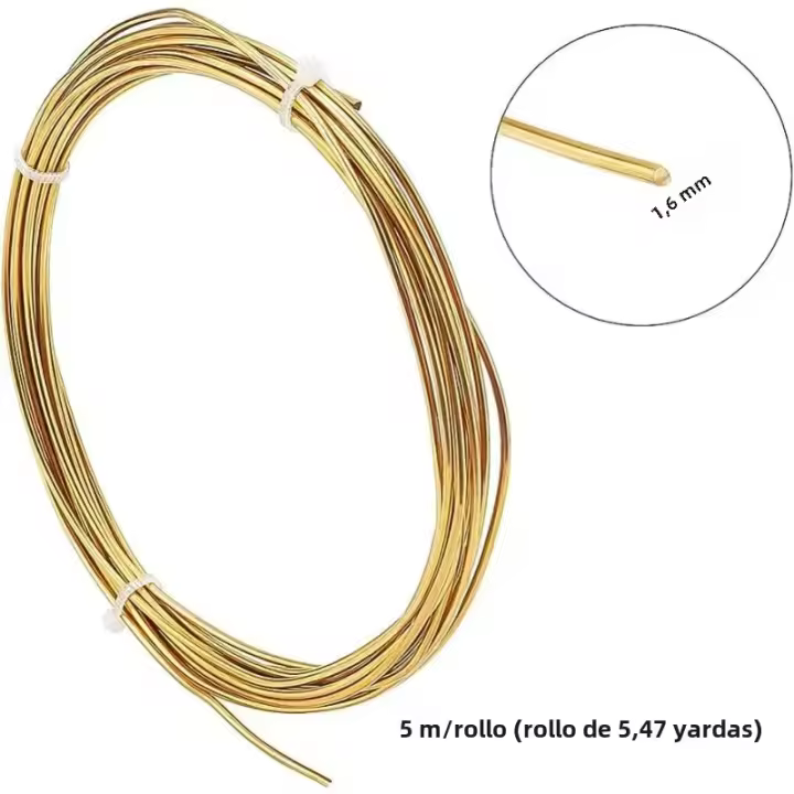 Cable De Arte Brilloso De Cobre Redondo 14 Ga 1.6 Mm 5 m/Rol Sin Plata Para Joyería Y Artesanía - 1