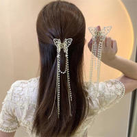 Pinza De Cabeza Con Colgante De Perla Y Mariposa Hueca De Diamante Completo Accesorio Para El Cabello Para Mujeres Aleación De Zinc - details 0