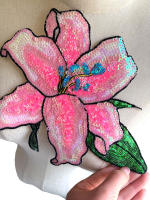 Parche De Flor De Lirio Rosa Con Lentejuelas 1 Pieza Para Ropa DIY Parche Brillante De Moda Para Mujeres Y Niñas Material De Poliéster - details 4