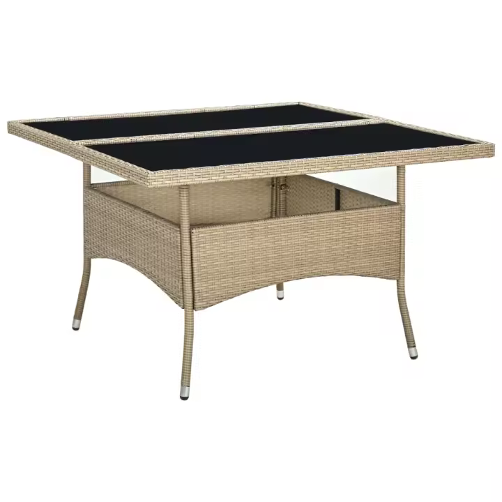 Mesa de Comedor de Jardín sintético y Vidrio beige - 1