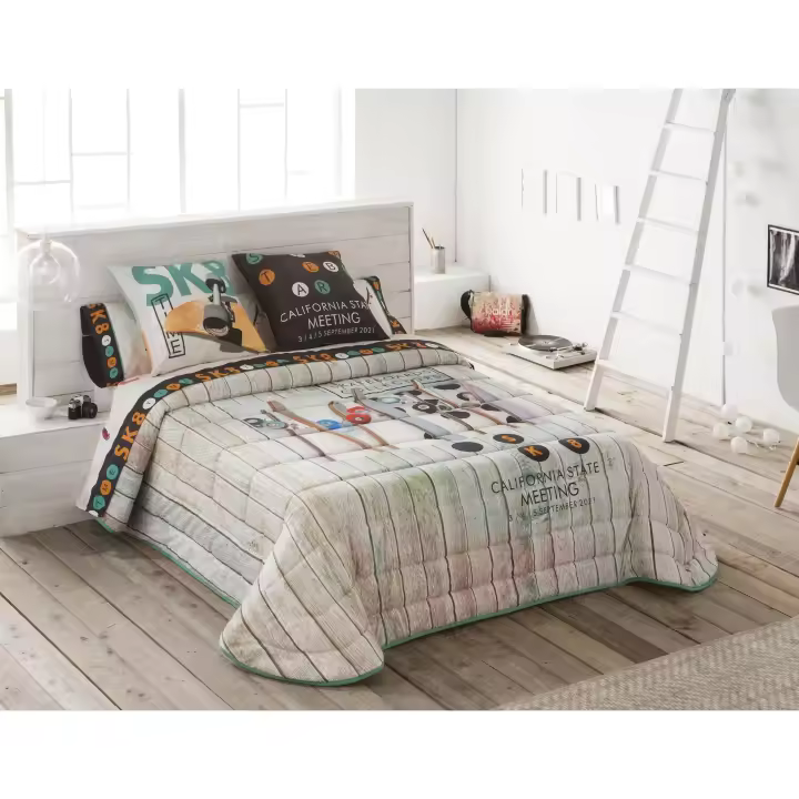 JVR - Colcha Bouti modelo SKATE  - Tejido 100% Algodón - Estampado digital - Cama 80/90/105/135/150 - Fabricado en España - 1