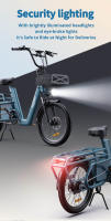 Bicicleta eléctrica ONESPORT OT01, motor de 650W, batería de 48V 27Ah, neumático de 20*2.6 pulgadas, velocidad máxima de 25km/h, alcance máximo de 100km, frenos de disco hidráulicos, horquilla de suspensión delantera - Azul - details 6