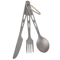 TOMSHOO Set De Cubiertos De Titanio 3PCS Con Abrazadera Y Saco De Lona Para Camping Al Aire Libre Incluye Cuchara Cuchillo Y Cuchara - details 5