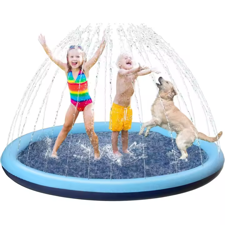 🌊Alfombra de Agua para Niños 170CM - Juegos Infantiles Exterior, Piscina Infantil Antideslizante + Boquilla Ajustable (Azul) - Ideal Jardín, Playa y Mascotas - 1
